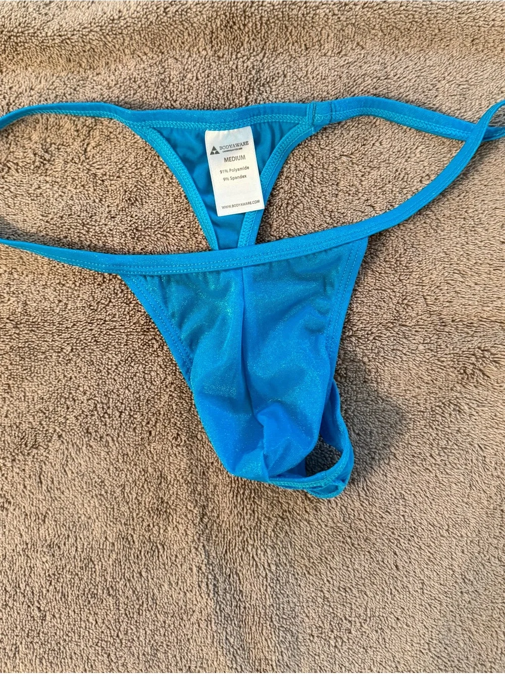 Body Aware Men's Blue Mesh Thong - Medium